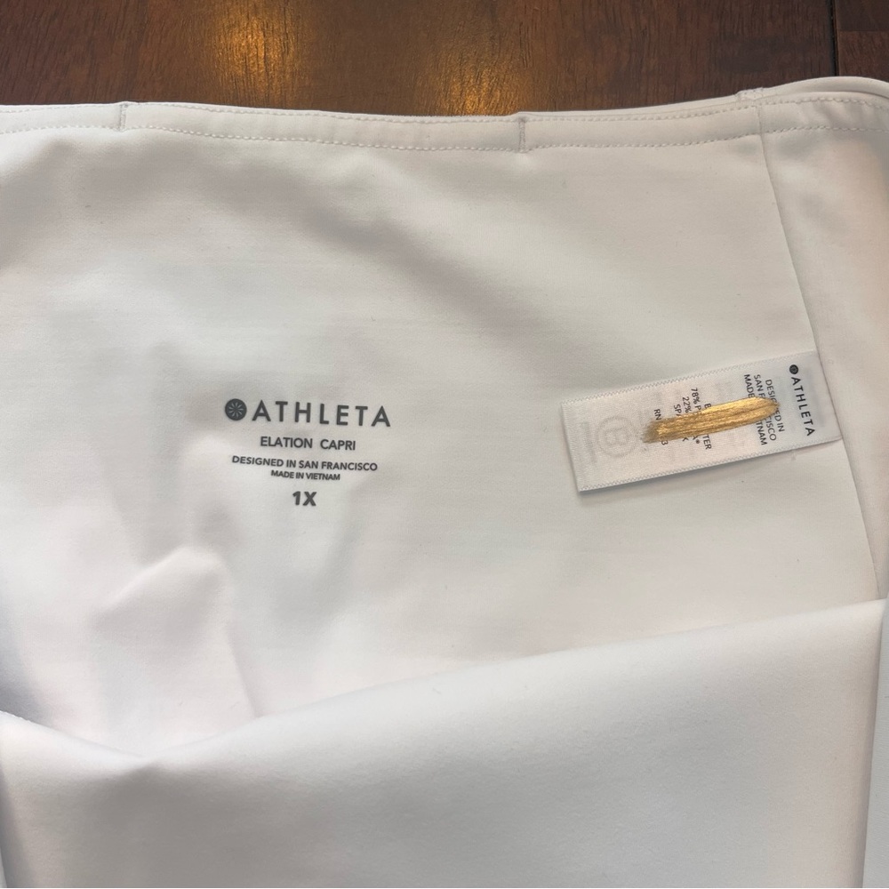 Athleta Elation Capri White Size 1X Cropped Leggings 17” Inseam - Picture 5 of 11